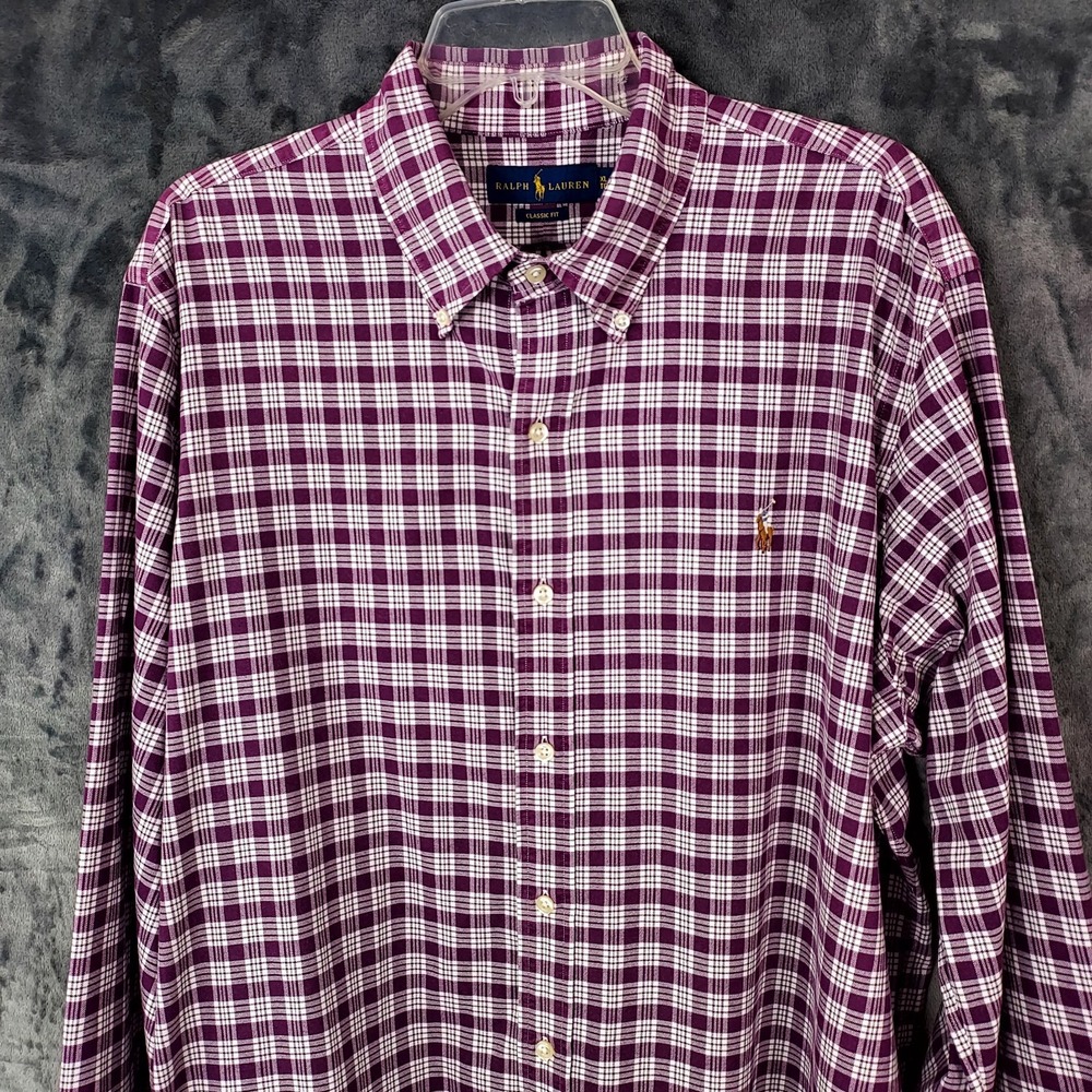 Ralph Lauren‎ Classic Fit Men's XL Plaid Button Shirt Oxford Preppy Classic
